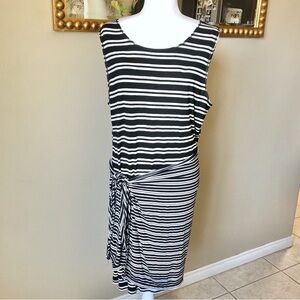 Max Studio Striped Wrap Front Tie Sleeveless Dress XL